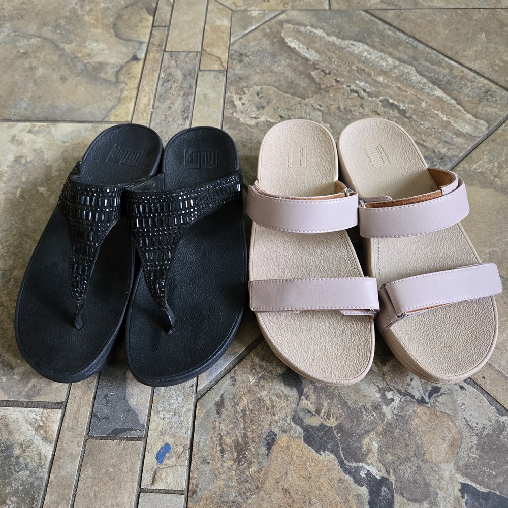 Fitflop Black and Tan Sandals Comfortable Casual Footwear Size 7